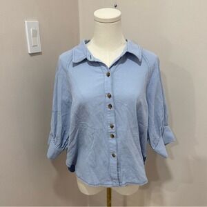 Mustard Seed Blue Button‎ Up Shirt Large